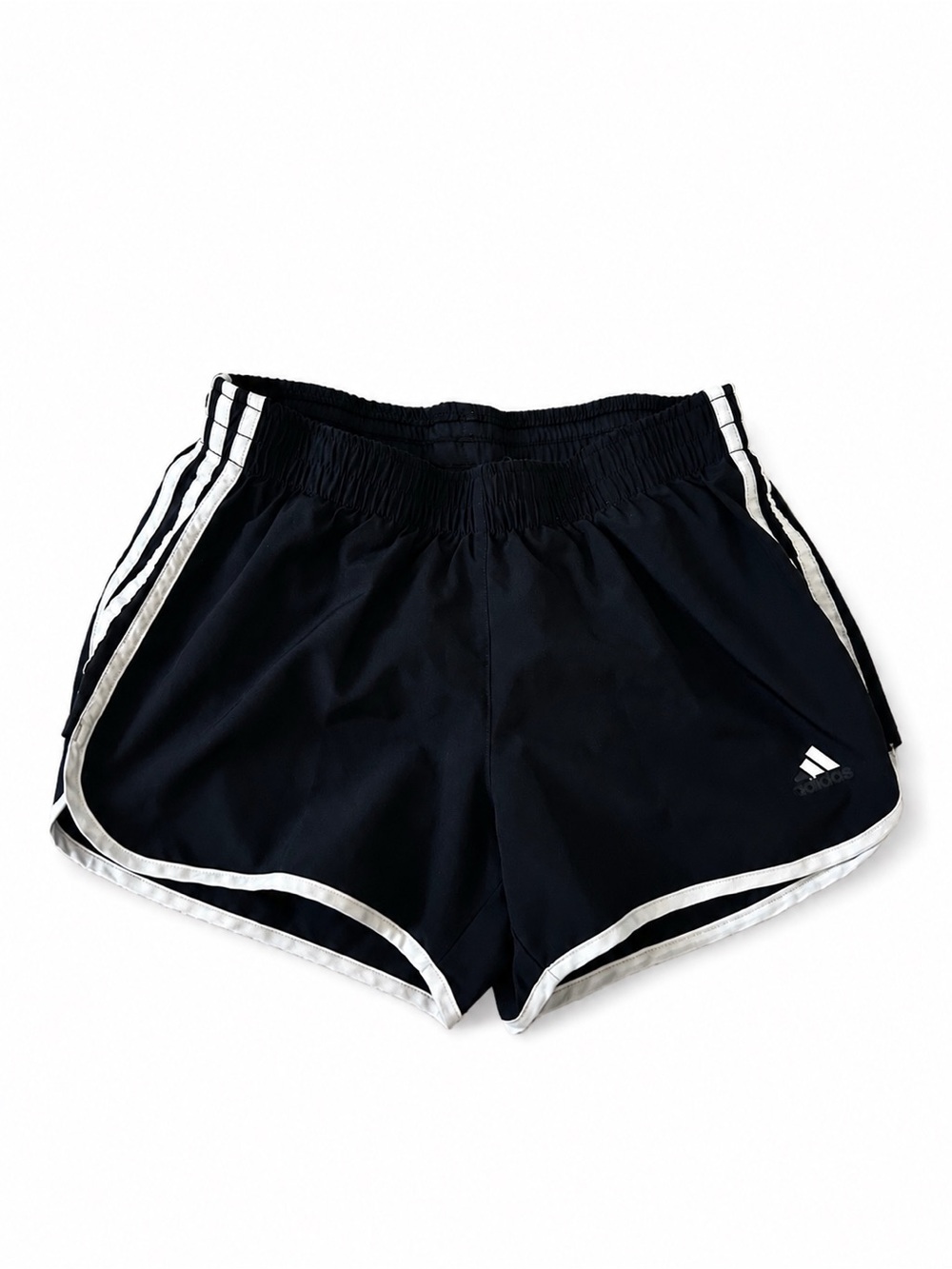 Adidas Black Athletic Shorts with White Piping